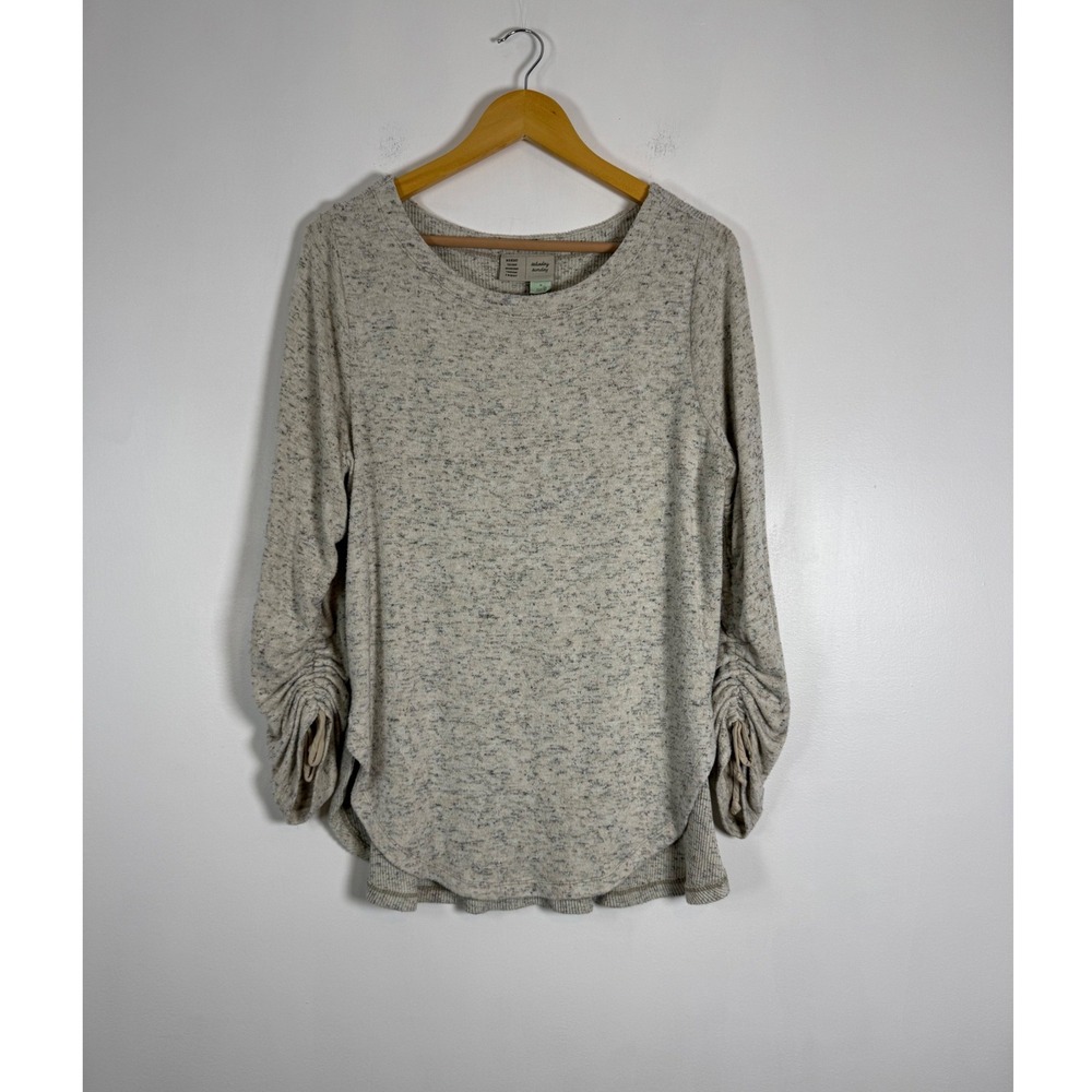 Cozycore Saturday Sunday Anthropologie Womens M Tunic Top Gray Marled Tie Sleeve